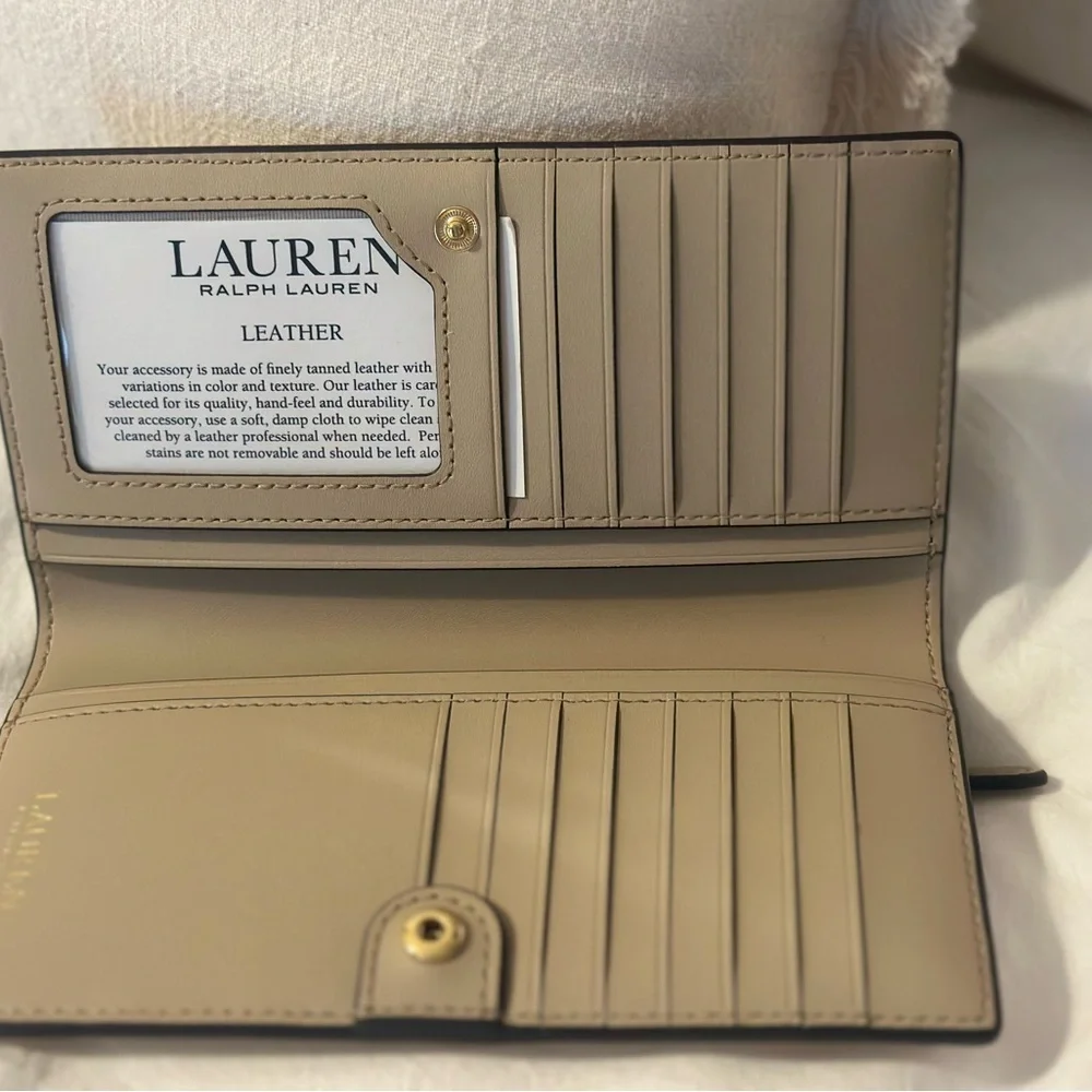 Ralph Lauren Crosshatch Leather Slim Tan Wallet - Picture 3 of 3